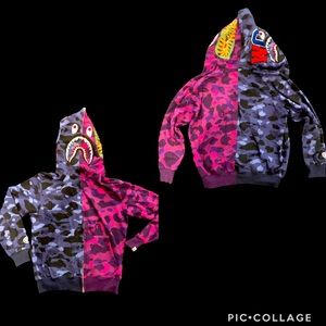 BAPE Blue/Purple Camo Full Zip Shark Hoodie